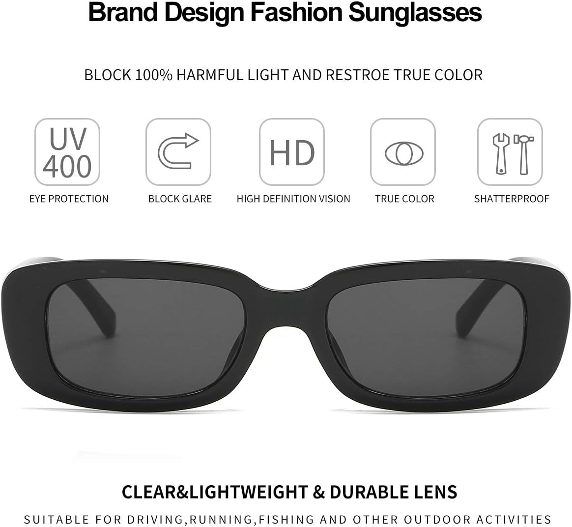 Rectangle Sunglasses for Women Men Trendy Retro Fashion Sunglasses