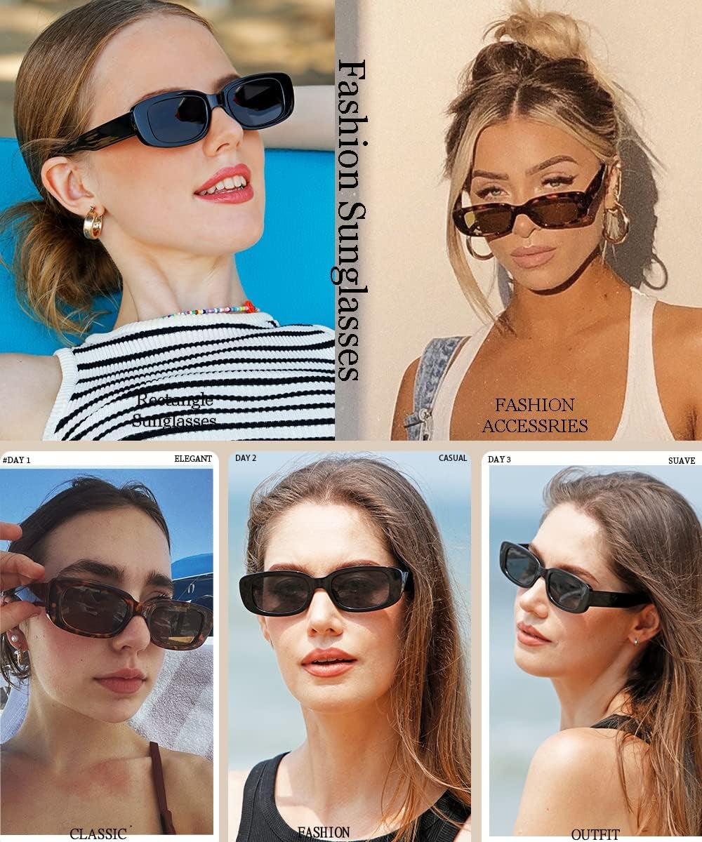 Rectangle Sunglasses for Women Men Trendy Retro Fashion Sunglasses